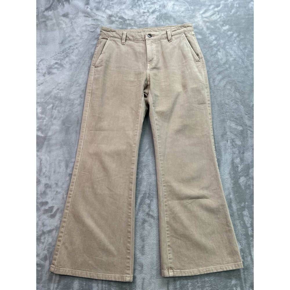Gap Jeans Womens Sz 2 Petite Low Rise Flare Beige Stretch Western Bell Bottom
